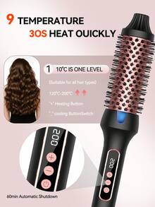 UKLISS 32毫米卷发梳，HAIR It-Curl热风造型器，负离子功能，9档温度设置，打造蓬松卷发和自然波浪，升级复合梳齿 - 黑色 - 查看 4