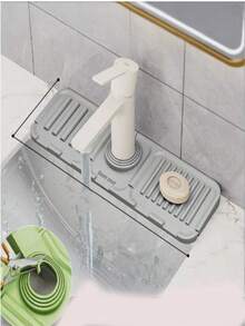 1 pieza Felpudo de drenaje para grifo de fregadero, Almohadilla para encimera de cocina, Alfombra impermeable con pendiente estrecha para tocador - Multicolor - Ver 9
