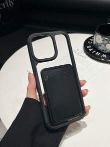 A Card Wallet-Style Four-Drop-Proof Acrylic TPU Soft-Edged Phone Case, Compatible With IPhone, Men's Phone Case - Black - View 13