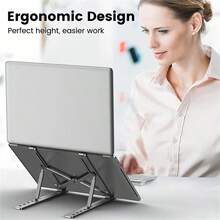 Iron Alloy Notebook Desktop Stand With Adjustable Height, Foldable And Portable Cooling Base, Height-Increasing Bracket, And Phone Holder - Multicolor - View 8