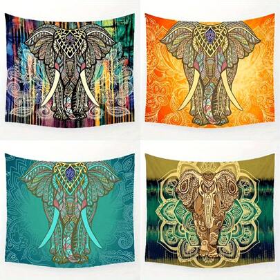 1PC Bohemian Elephant Wall Hanging Tapestry For Bedroom, Living Room, Or Dorm Wall - Free Installation Included