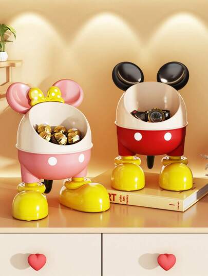  Disney Minnie Mouse Functional Storage Box - Desktop Organizer Box Suitable For Keys, Snacks, Tea & Coffee Bar Decor