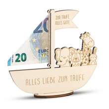 Cadeau de baptême en bois avec motif animal, cadeau d'argent de baptême, décoration de baptême et de baby shower, bénédiction pour le baptême - Beige - Voir 4