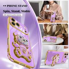 (Phone Case With Stand) Electroplated Phone Case, Anti-Fall High-End Protective Case With Dust-Proof Holes, Thick And Luxury Phone Case For Samsung Galaxy S24 Ultra/S24 Plus/S24/S23 Ultra/S23 Plus/S23/S22 Ultra/S22 Plus/S22/S21 Ultra/S21 Plus/S21 FE/S23 FE/S20 Ultra/S20 Plus/S20 FE, Compatible With OPPO - Purple - View 3