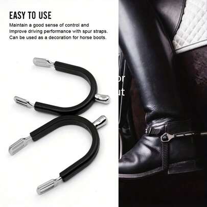 1 par de espuelas para caballos, suministros ecuestres, espuelas con revestimiento de goma negra, espuelas de estribo de inglesas, espuelas redondas con cubierta de goma, accesorios de equitación, disponibles en tallas pequeña, mediana y grande