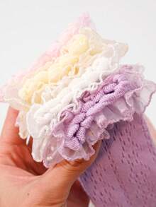 3 Pairs Random Children Lace Trim Ankle Socks, Sweet Princess Socks, Elegant Dance Socks - Multicolor - View 5