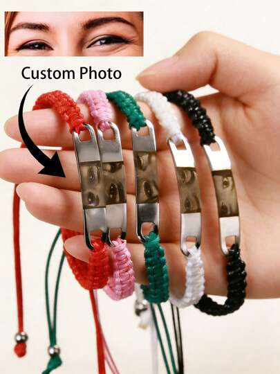 Handmade Braided Eye Laser Engraved Stainless Steel Fashion Bracelet, Valentine's Day Gift