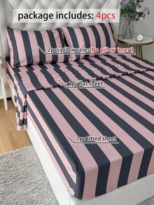 四件套床上用品，易于打理，柔软亲肤，包含1张床单、1张床笠、2个枕套，透气舒适，让睡眠更安稳，简约风格，是送给父母和朋友的绝佳礼物。 - 彩色 - 查看 7