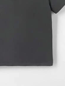 Young Boy Letter & Race Car Graphic Round Neck Short Sleeve T-Shirt - Grey - View 5