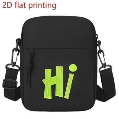 Fluorescent Green Fashionable Printed Design Crossbody Bag, Adjustable Strap, Multi-Compartment Lightweight And Easy To Carry Daily Shoulder Bag, Zipper Closure, Perfect Gift For Friends