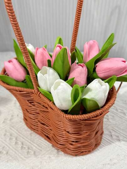5pcs Artificial Mini Tulips, Pink, White, Multi-Color Options, Tiny Mini Tulips, Suitable For Furniture Decor, Vase Filler, Tabletop Centerpiece, Living Room Decor, Great For Mother's Day, Valentine's Day, Graduation, Easter Gifts
