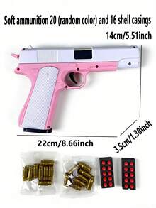 Pistola de juguete con expulsión manual de casquillos para adolescentes, 10 balas blandas, 8 casquillos, proporciona aprendizaje de juego de tiro para adolescentes, diseño de pistola, regalo de cumpleaños (Este producto tiene dos opciones: con texto y sin texto, entrega aleatoria, algunos colores de accesorios se entregan al azar, y puede haber errores en la medición del tamaño manual) - Multicolor - Ver 15