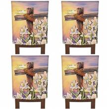 2/4/6 PIEZAS Funda de silla de Pascua con cruz y lirio blanco, funda de silla impresa con "Él ha resucitado", funda de silla removible y lavable para uso en fiestas religiosas, cocina y sala de estar - Lila Púrpura - Ver 11