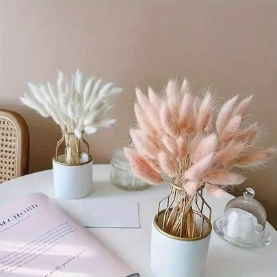 60/120/180/240Pcs Dried Natural Flowers Decoration, Natural Dried Rabbit Tail Grass Flowers, Dried Pampas Grass, Used For Home Decor, Wedding Decor, Party Decor, DIY Craft, Shooting Props, Theme Decoration, 17.7inch