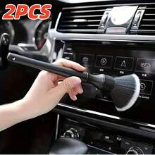 2pcs Car Detail Cleaning Brush Set, Soft Car Interior Dashboard Leather Air Vent Cleaning Brushes - 2-piece Set - View 1