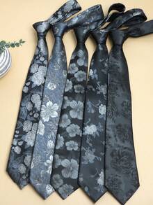 1pc Black Floral Print Casual Streetwear Daily Party Gift Unisex T-Shirt - Multicolor - View 9