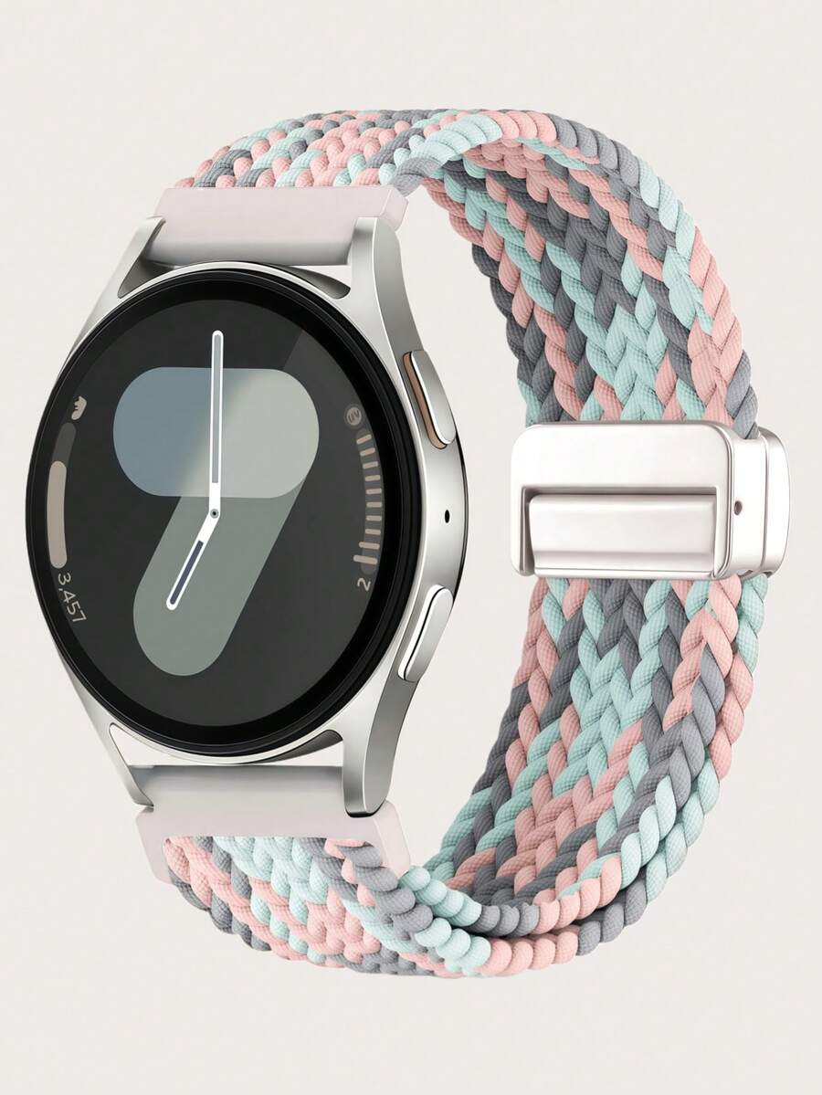 20mm 磁吸扣編織尼龍錶帶，適用於 Galaxy Watch 4 5 6 7 FE 40mm 44mm/Watch 4 6 Classic 42mm 46mm 43mm 47mm/Watch 5 Pro 45mm/Watch 3 41mm/Active 2，Vivoactive 6/Vivoactive 5/3 可調節女款男款錶帶