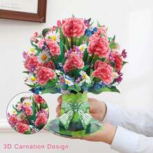 3D Carnation Flower Pop-Up Birthday Card With Blank Note For Women, Mother, Sister, Mom, Daughter, Wife, Special Friend - Personalized And Fun Pop-Up Greeting Card Gift - Carnation - View 4