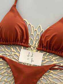 女士比基尼套装 - 亮橙色 - 查看 5