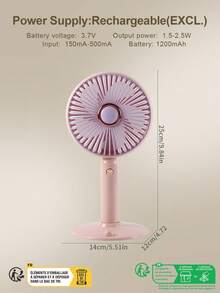 AOYI Small Table Fan Portable Handheld Fan With Removable Base, 1200mAh Rechargeable Battery & 3 Adjustable Wind Gears, Summer Essentials For Work, Study, Home, Office, Travel, School, Daily Commute, Outdoor Sports, Gift For Women, Men, Mother, Father - Multicolor - View 10