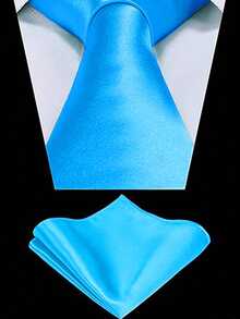 1 Set Solid Color Tie & Pocket Square Set, 8cm Self Tie Necktie & Handkerchief Set, Suitable For Wedding, Cocktail, PartyMen Necktie - Multicolor - View 10