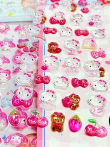 Pegatinas de cristal 3D con diseños japoneses lindos, estilo dulce y soñador de chica, y estética minimalista, que presentan diversos patrones artísticos y prácticos. - Multicolor - Ver 3