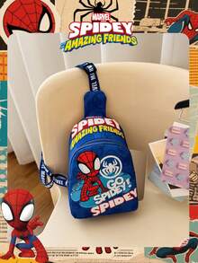 Marvel 1个漫威官方授权蜘蛛侠图案胸包，配有可调节肩带和拉链，轻便易携，适合男士/青少年/学生/毕业生/年轻粉丝，是日常/户外/运动/跑步/健身的理想之选。 - 藍色 - 查看 7