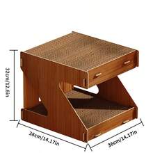 2-Tier Cat Scratching Post & House, Spacious Cat Bed, Durable Scratch-Resistant Cat Toy - one-size - View 2