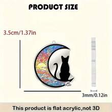 2D Flat Christmas Cat Painted Moon Pendant Earrings, Fashionable Jewelry, Party Gifts, Holiday Gifts For Family And Friends - A Pair - View 4
