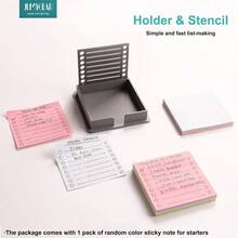 Sticky Notes Dispenser With Stencil & Drawing Template, Memo Pad Organizer For Office & Home Use - Default - View 2