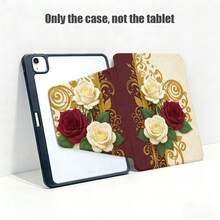 1pc Rose Pattern Flip Cover Desk Protective Case With Pen Slot, Compatible With IPad 10.9/10.2/Air 5th Gen/Pro 11/10th Gen/9.7/Air 2/IPad (7th Gen)/IPad (8th Gen)/IPad Air 4/5/Pad Pro 11/IPad 10.9" (2022), Smart Protective Cover, Suitable For IPad Air 13 (M3 2025)/Pad Air 11 (M3 2025)/Pad Air 11 (M3 2025)/Pad 11 (A16 2025), Compatible With Samsung S7/S8/S9/S6 Lite/S7+/S8+/S7FE/A7/A8/A9 - Multicolor - View 2