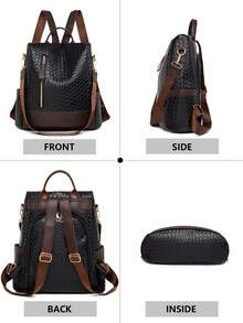 Ba lô nữ chống trộm cao cấp; Ba lô nữ bằng da thật mềm mại, kiểu dáng thường ngày, cá tính; Ba lô du lịch đa năng, dung tích lớn, có thể mở rộng; Túi xách học sinh đa dụng. - Nhiều màu - Xem 3