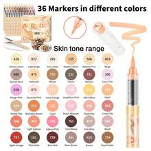 New 24/12 Color System, 72 Colors/48 Skin Tones + 72 Colors Painting Markers, Direct Liquid Acrylic Markers, 36 Skin Tones + 36 Macaron Colors, Painting, Coloring, Professional Art Tools, Holiday Gifts For Halloween, Christmas, Easter Coloring - Bút đánh dấu acrylic lỏng trực tiếp - Xem 24