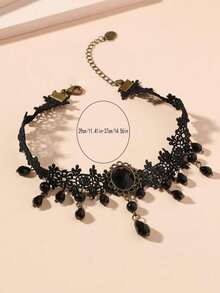 1件新款哥特复古夸张黑色蕾丝颈链，适合日常佩戴 - 彩色 - 查看 5