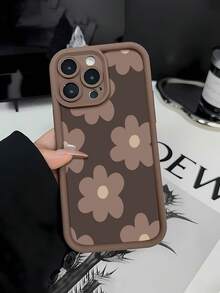 Estampado de flores en color marrón. Esta elegante funda es compatible con Samsung, Apple, VIVO, OPPO, , Transsion, ,  y Honor. Fabricada en silicona TPU, ofrece protección contra golpes y caídas, además de una sensación superior. Es un regalo ideal para familiares, amigos y seres queridos, y una opción perfecta para San Valentín y Año Nuevo. - Marrón - Ver 3
