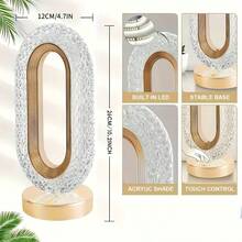 星月触摸感应灯，三色床头水晶灯，可爱氛围LED床头灯，适用于卧室、客厅、办公室、餐厅、户外露营假期 - 情人节快乐 - 多色光 - 查看 12