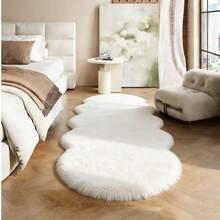 New Spring/Summer Faux Rabbit Fur Wavy Solid Color Cream Decorative Carpet. Soft, Smooth, Nordic Minimalist Style, High-Quality Polyester Plush Carpet Mat, Suitable For Garden, Bedroom, Living Room, Princess Room Decor - 1PC - View 17