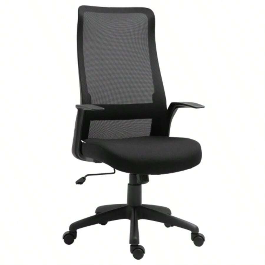 Mesh Office Chair, Ergonomic Office Chair, Height-Adjustable Swivel Chair, Black - Black - View 1