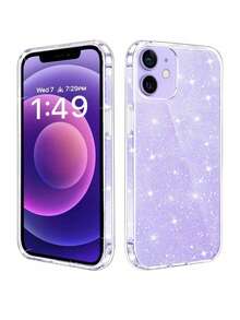 亮片钻石时尚闪亮手机壳，适用于 17、17 Pro、Pro Max、16、15、14、13、12、11 Pro Plus、X、Xs Max、Xr、7、8 及其他型号，耐用且引人注目的手机保护套 - 無色 - 查看 1