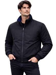 Men's Reversible Double-Sided Twill Jacket – 2 Colors In 1 | Premium Casual Style - 藏蓝色 - 查看 3