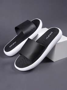 男士套脚凉鞋，户外休闲绑带拖鞋，后跟带设计 - EVA高弹加厚鞋底，轻便透气，尺码齐全，适合所有季节 - 舒适防滑防水沙滩鞋 - 男士镂空套脚凉鞋，纯色轻便透气拖鞋，适合春夏穿着 - 黑與白 - 查看 2