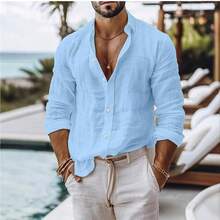2025 Men's Casual Shirt - Long-Sleeve Business Casual Shirt - 粉色 - 查看 4