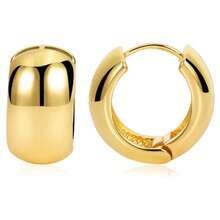 Chunky Thick Hoop Earrings Women Gold Hoops Huggie Earrings Men - Vòng 0,8" - Xem 1