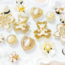 19件套金白小熊鞋饰，适用于女士鞋、凉鞋、拖鞋、花园鞋等，DIY装饰配件，精美礼品之选 - 金色 - 查看 4
