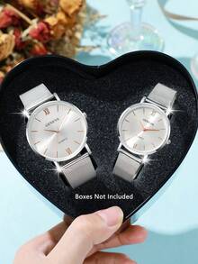 Couple's Quartz Watch, Fashion Casual, Suitable For Men And Women, Perfect For Daily Wear, Birthday, Party, Holiday Gift, Ideal For Personal Use Or Gift-Giving (Watch Box Not Included) - 銀色 - 查看 9
