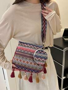 New Fashion Simple Shoulder Bag For Women, Trendy Retro Crossbody Tote Bag, Large Capacity & Versatile - Red - View 4