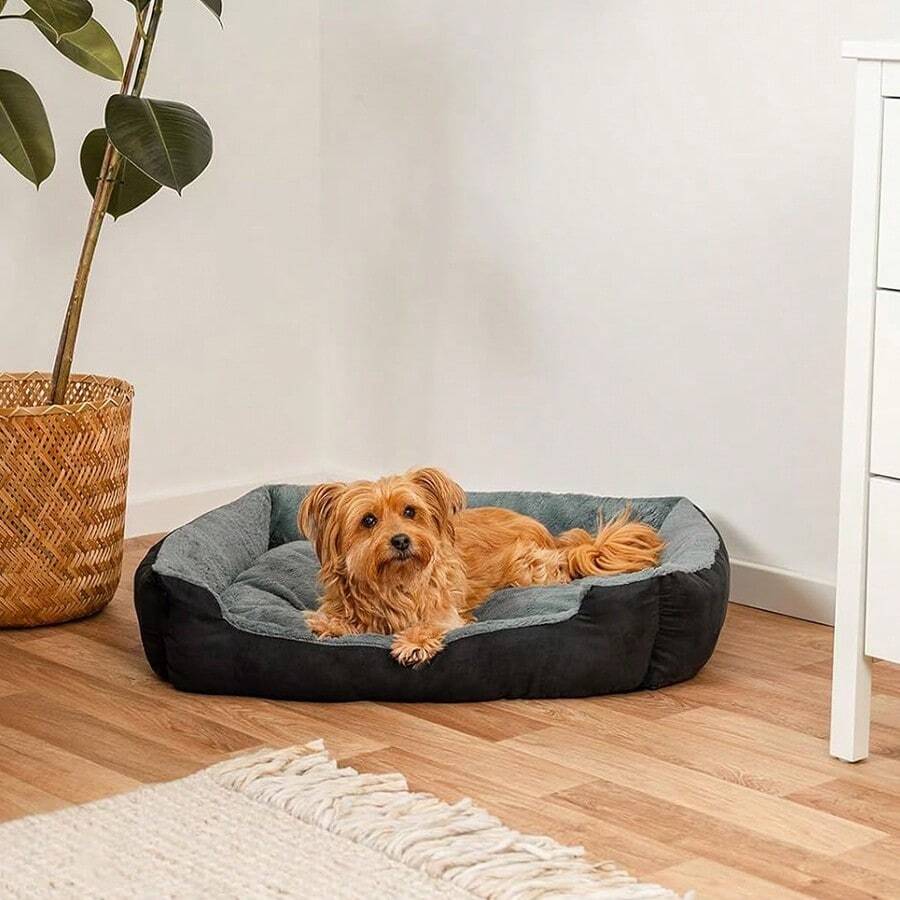 1PC Calming Dog Bed,Pet Bed & Crate Mat,Deep Sleep Pet Mat For Medium And Small Dogs,High-Quality Polyester Fiber Fillm - màu đen - Xem 1