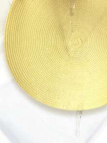 30/38cm 淡黃色塑膠手工編織餐墊、12cm 杯墊，圓形編織餐墊，耐熱裝飾餐墊，多色可選，防皺桌墊，適用生日、聖誕節、萬聖節 - 鵝黃色 - 查看 9