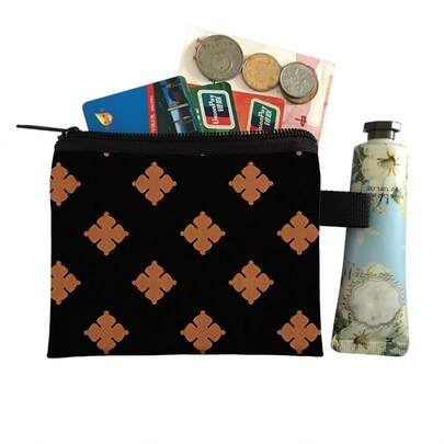 Fashionable Mini Coin Purse, Vintage Style, Plaid, Geometric, Floral Patchwork Patterns, Ideal For Carrying Credit Cards, Keys And Earphones, Perfect Wallet Zipper Pouch For Daily Use