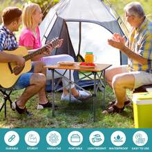 3-In-1 Ultra-Light Folding Camping Table, Suitable For Yard, Fishing, Hiking, Picnic, Camping, Beach, BBQ, Park And More. Portable Outdoor Backpack Table & Chair Set With Storage Bag - Multicolor - View 3